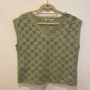 Misha & Puff Crochet Lattice Wool Sweater Vest Small